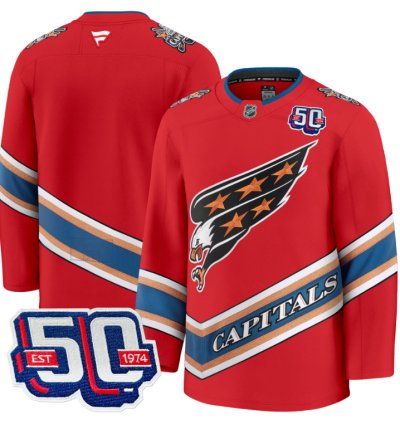 Men Team Jersey Washington Capitals Screaming Eagle 50th Anniversary Red