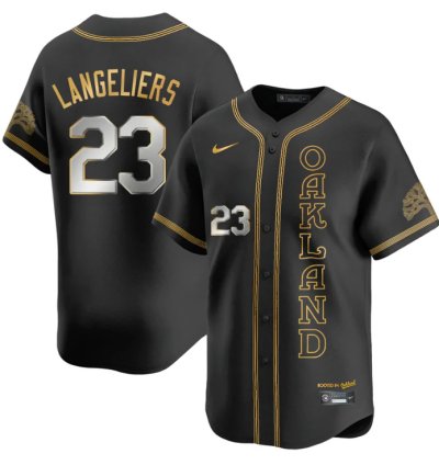 Shea Langeliers Jersey 23 Oakland Athletics City Connect Concept Stitched Black Gold