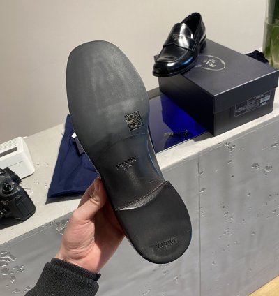 Bnwt Prada Loafer Mokassins Triangolo-logo Leather