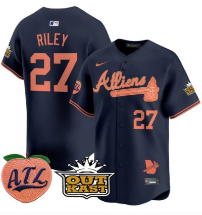Austin Riley Jersey 27 Atlanta Braves Atliens Peach Vapor Premier Limited Stitched