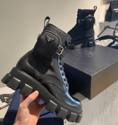 Bnwt Prada Logo Combat Boots Ankle Pouch