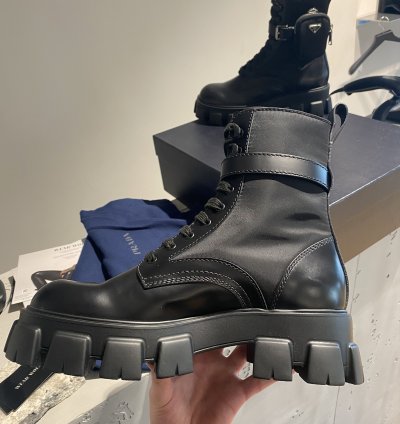 Bnwt Prada Logo Combat Boots Ankle Pouch