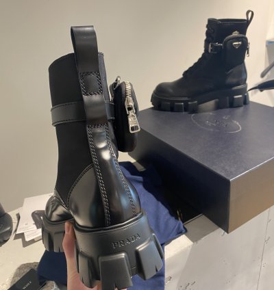Bnwt Prada Logo Combat Boots Ankle Pouch