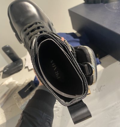 Bnwt Prada Logo Combat Boots Ankle Pouch