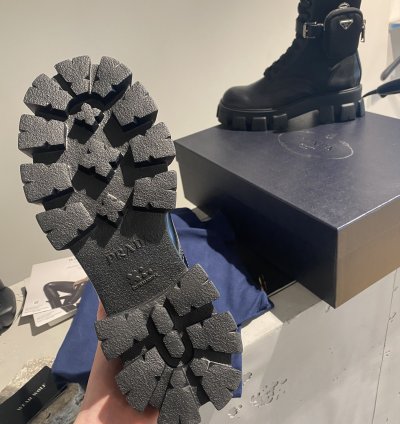 Bnwt Prada Logo Combat Boots Ankle Pouch