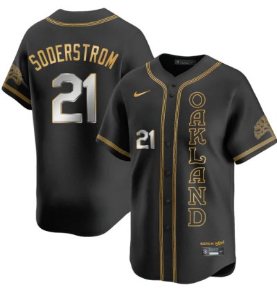 Tyler Soderstrom Jersey 21 Oakland Athletics City Connect Concept Stitched Black Gold