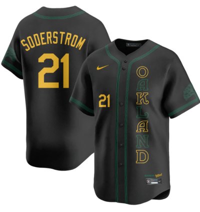 Tyler Soderstrom Jersey 21 Oakland Athletics City Connect Concept Stitched Black