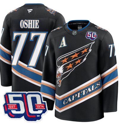 Men Tj Oshie Jersey 77 Washington Capitals Eagle 50th Anniversary Black