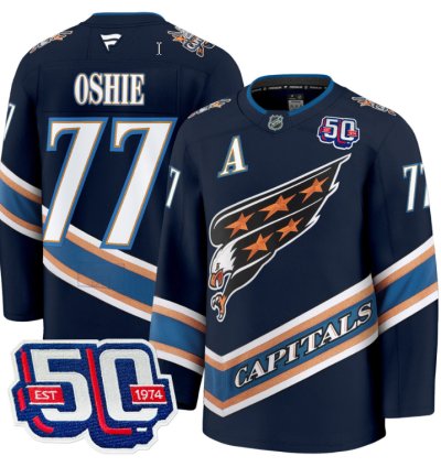 Men Tj Oshie Jersey 77 Washington Capitals Eagle 50th Anniversary Navy