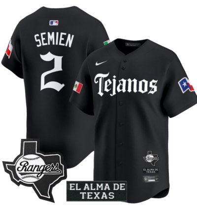 Marcus Semien Jersey 2 Texas Rangers Mexico Tejano Barrio Style Vapor Limited Stitched Black