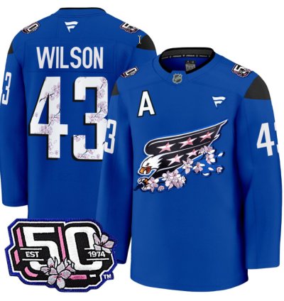 Men Tom Wilson Jersey 43 Washington Capitals 50th Anniversary Cherry Blossom