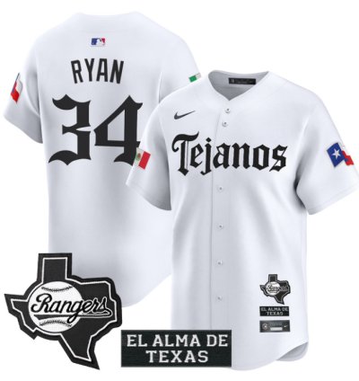 Nolan Ryan Jersey 34 Texas Rangers Mexico Tejano Barrio Style Vapor Limited Stitched White