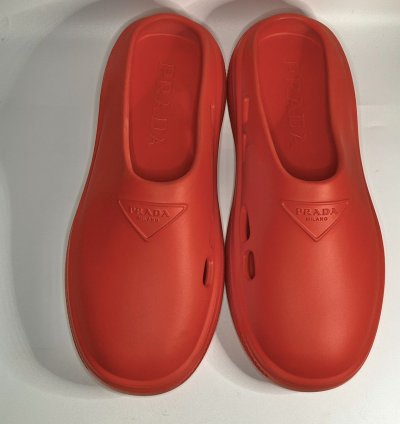 Brand New Prada Red Rubber Mules Size 43eu 10us