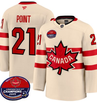 Men Brayden Point Jersey 21 Canada 4 Nations Face-off 2025 Champions V2 Cream
