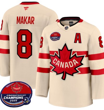 Men Cale Makar Jersey 8 Canada 4 Nations Face-off 2025 Champions V2 Cream