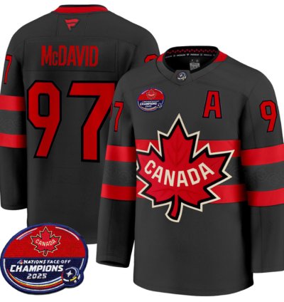 Men Connor Mcdavid Jersey 97 Canada 4 Nations Face-off 2025 Champions V2 Black