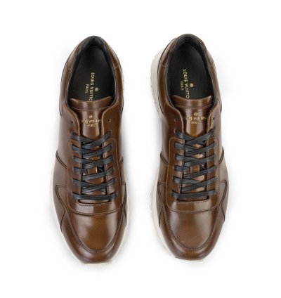 Brown Glazed Leather Run Away Sneakers