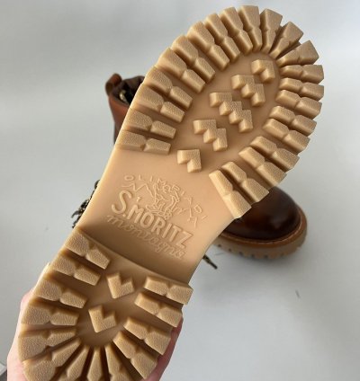 Brown Leather Lace Up Boots With Triangle Logo