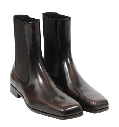 Brown Leather Square Toe Chelsea Boots - 01278
