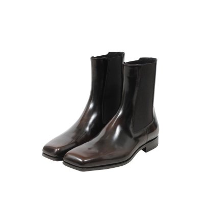 Brown Leather Square Toe Chelsea Boots - 01278