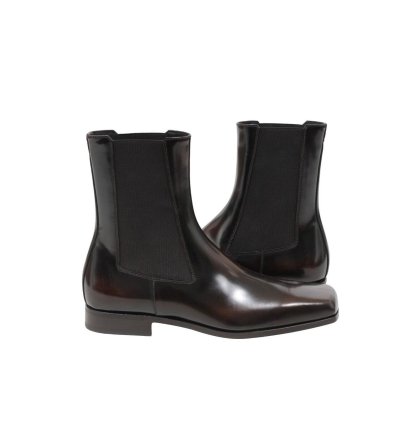 Brown Leather Square Toe Chelsea Boots - 01278