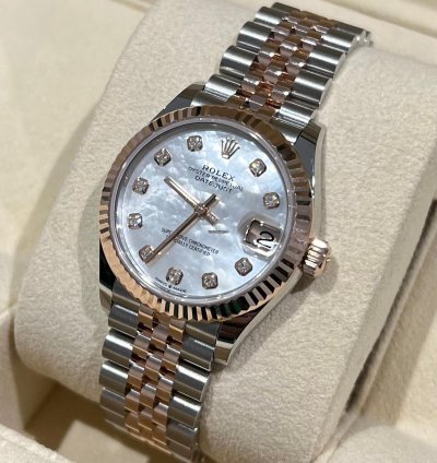 Rolex Datejust 31 2024 Datejust 31 Steel Rose Gold Factory Mop Diamond Dial Unworn Box Papers 278271