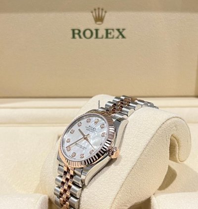 Rolex Datejust 31 2024 Datejust 31 Steel Rose Gold Factory Mop Diamond Dial Unworn Box Papers 278271