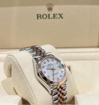 Rolex Datejust 31 2024 Datejust 31 Steel Rose Gold Factory Mop Diamond Dial Unworn Box Papers 278271