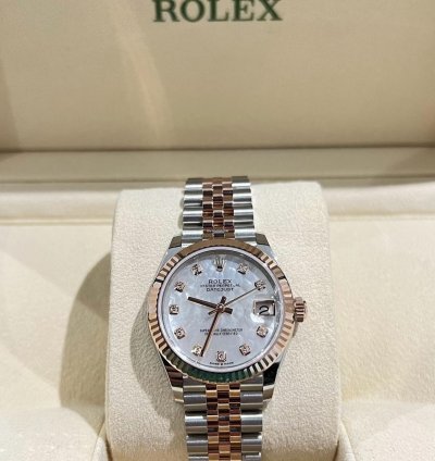 Rolex Datejust 31 2024 Datejust 31 Steel Rose Gold Factory Mop Diamond Dial Unworn Box Papers 278271