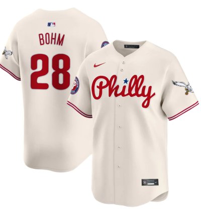 Alec Bohm Jersey 28 Phillies And Eagles Vapor Premier Limited Stitched Cream