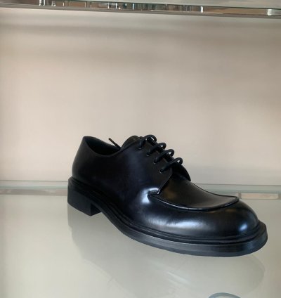Brushed Leather Derby In Black