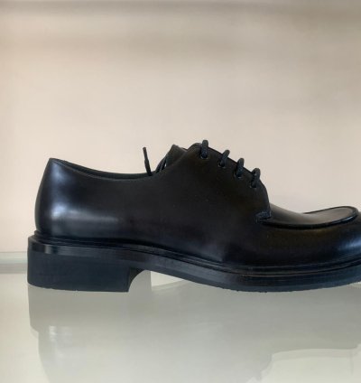 Brushed Leather Derby In Black