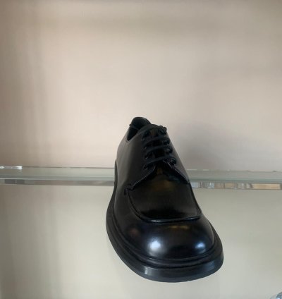 Brushed Leather Derby In Black