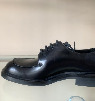 Brushed Leather Derby In Black
