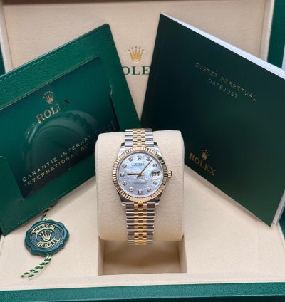Rolex Datejust 31 2025 New Mother Of Pearl Diamond Two Tone Yellow Gold Fluted Jubilee