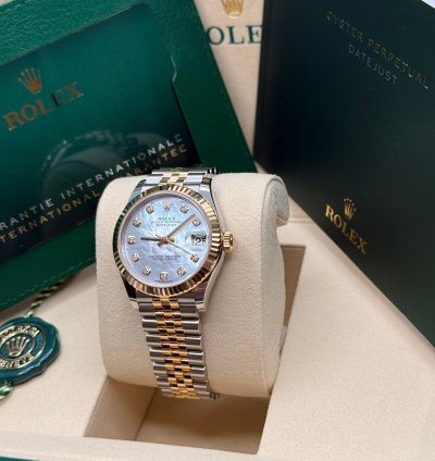 Rolex Datejust 31 2025 New Mother Of Pearl Diamond Two Tone Yellow Gold Fluted Jubilee