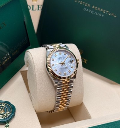 Rolex Datejust 31 2025 New Mother Of Pearl Diamond Two Tone Yellow Gold Fluted Jubilee