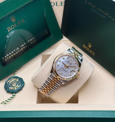 Rolex Datejust 31 2025 New Mother Of Pearl Diamond Two Tone Yellow Gold Fluted Jubilee