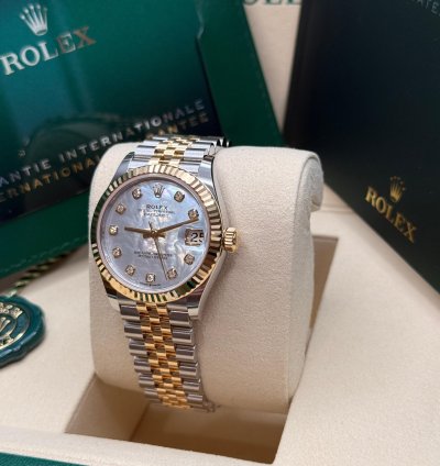 Rolex Datejust 31 2025 New Mother Of Pearl Diamond Two Tone Yellow Gold Fluted Jubilee
