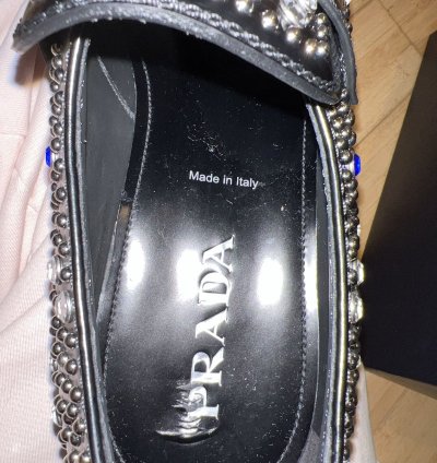 Brushed-leather Loafers With Studs And Rhinestones