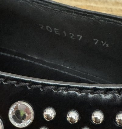 Brushed-leather Loafers With Studs And Rhinestones Size 7 5