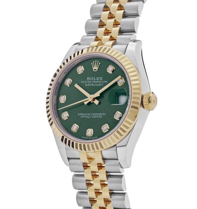 Rolex Datejust 31 278273 Ladies Yellow Gold Stainless Steel Green Dial 2023