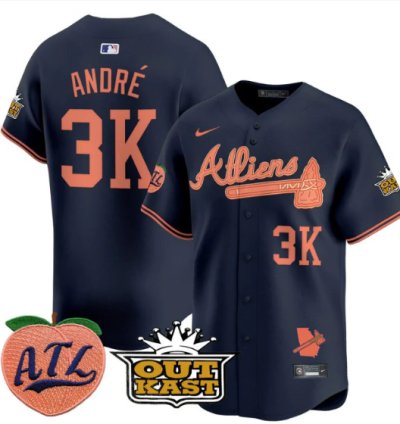 André Jersey 3k Atlanta Braves Atliens Peach Vapor Premier Limited Stitched
