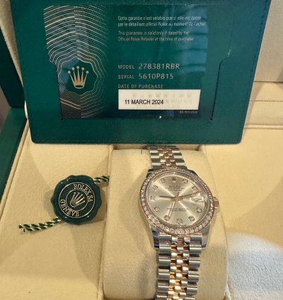 Rolex Datejust 31 278381rbr-0016 Datejust 31 Mm Everose Gold Jub Silver 10 Br Diamond Bezel