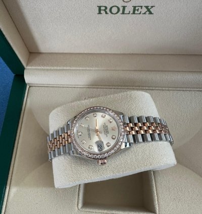 Rolex Datejust 31 278381rbr-0016 Datejust 31 Mm Everose Gold Jub Silver 10 Br Diamond Bezel
