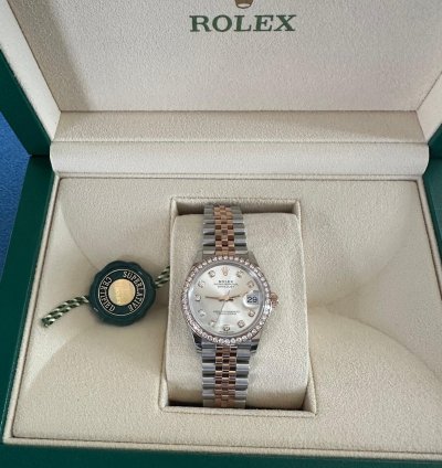 Rolex Datejust 31 278381rbr-0016 Datejust 31 Mm Everose Gold Jub Silver 10 Br Diamond Bezel