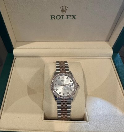 Rolex Datejust 31 278381rbr-0016 Datejust 31 Mm Everose Gold Jub Silver 10 Br Diamond Bezel