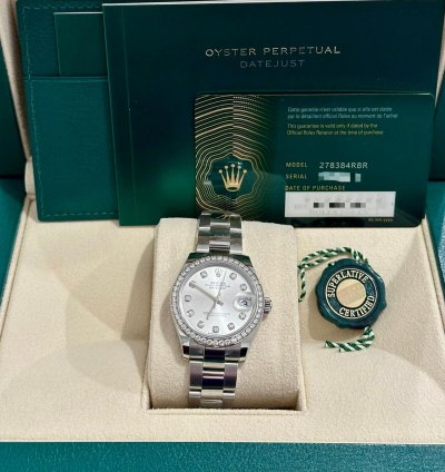 Rolex Datejust 31 278384rbr Datejust 31 Oystersteel Silver Diamond Dial Diamond Bezel Oyster