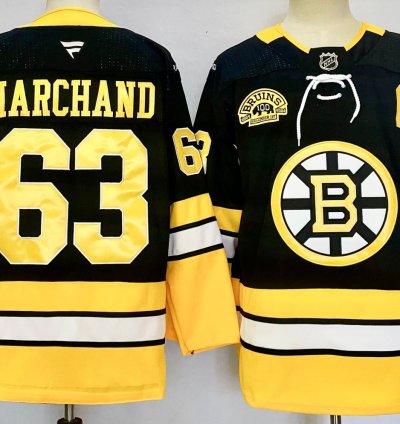 Mens Brad Marchand Jersey 63 Boston Bruins 100th Anniversary Black Stitched