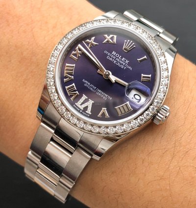 Rolex Datejust 31 278384rbr Viix Purple Roman Dial Diamond Bezel Oyster